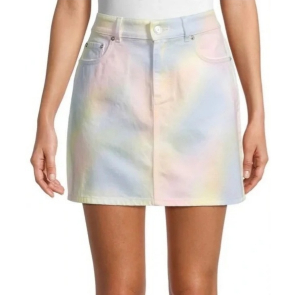 Ganni Multicolored Wash Shiloh Denim Skirt (SZ 42)